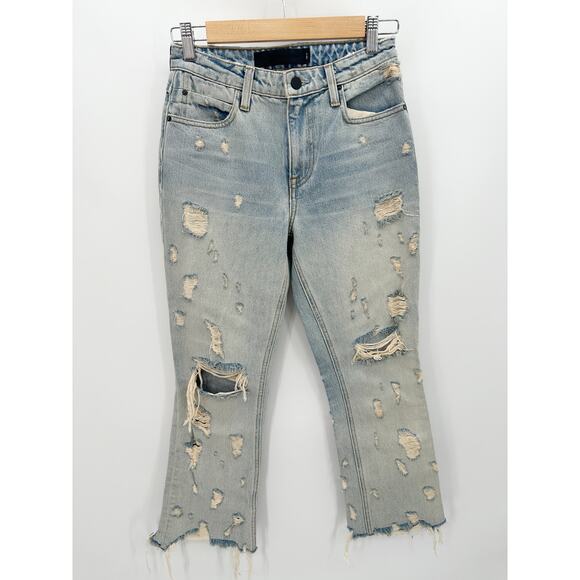 Denim X Alexander Wang Jeans Women 25 Blue Light Wash Denim Grind Distressed - Picture 1 of 8